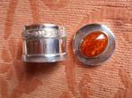 zilver, seventies, armband + hanger met email, amber doosje, Ophalen of Verzenden, Zo goed als nieuw, Zilver, Zilver