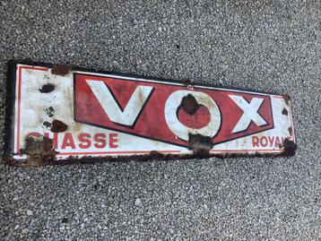 Ancienne plaque émaillée bière Vox Chasse Royale 