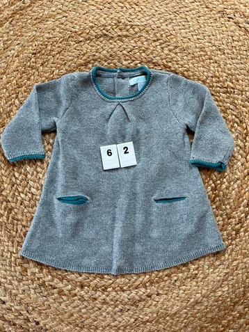 62 // Obaibi grijs kleedje, Kinderen en Baby's, Meisje, Jurkje of Rokje, Ophalen of Verzenden, Zo goed als nieuw