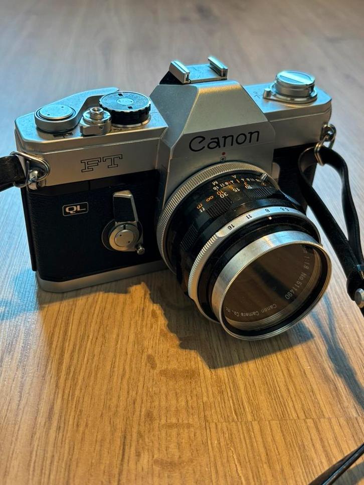 Canon ftql met lenzen en documenten, Audio, Tv en Foto, Fotocamera's Analoog, Zo goed als nieuw, Canon, Ophalen of Verzenden