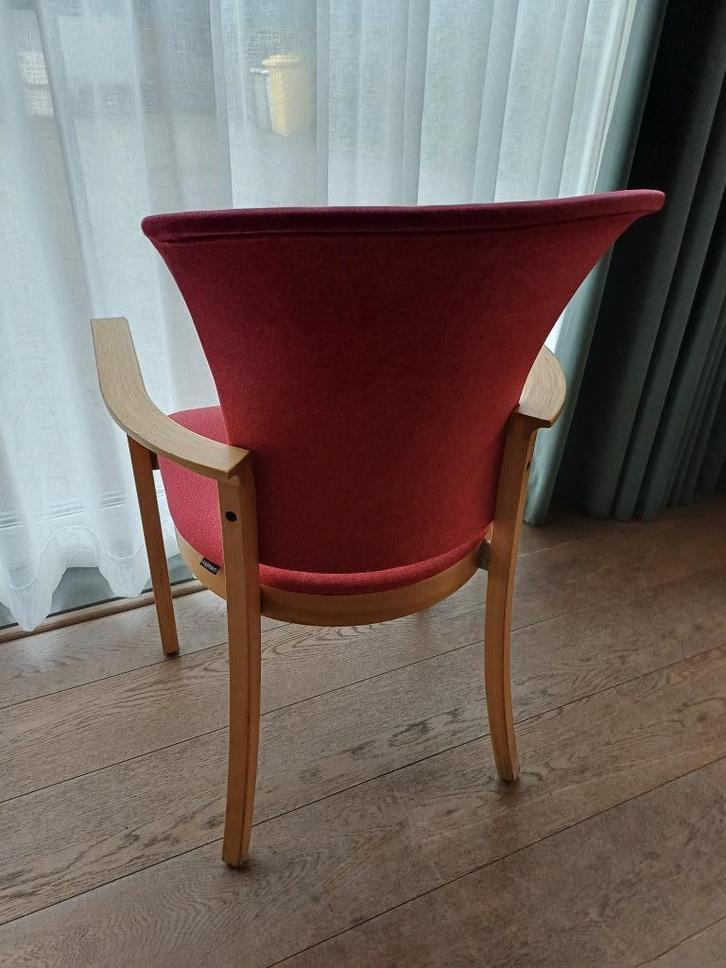 6 Stoelen KEMBO., Huis en Inrichting, Stoelen, Gebruikt, Vijf, Zes of meer stoelen, Hout, Stof, Rood, Ophalen