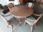 Rotan set (eettafel en 4 stoelen), Huis en Inrichting, 100 tot 150 cm, 100 tot 150 cm, Rond, Gebruikt