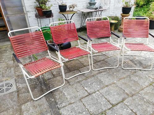 Set van 4 vintage vouwstoelen, Jardin & Terrasse, Chaises de jardin, Utilisé, Enlèvement