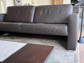 Zetel 3-zit DURLET leer donkerbruin beschikbaar voor biedingen