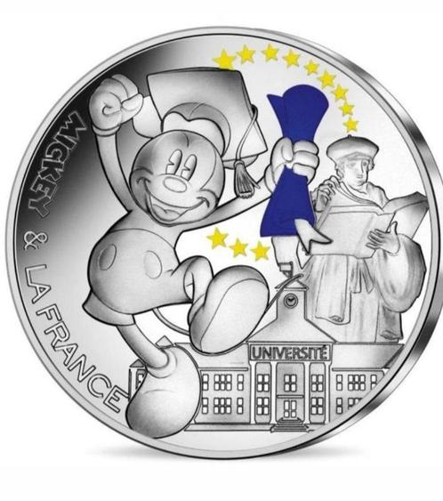 Pièce 50 euro en argent Mickey étudiant, Postzegels en Munten, Munten | Europa | Euromunten, Setje, Overige waardes, Frankrijk