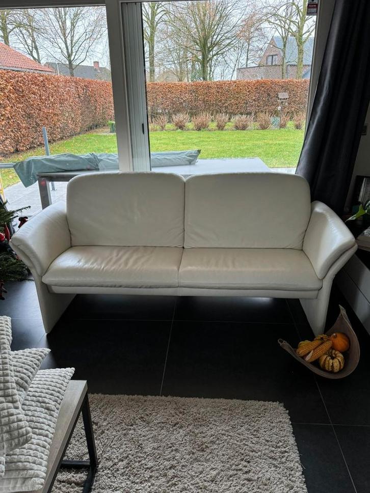 Lederen salon tweedelig, Huis en Inrichting, Zetels | Complete zithoeken, Zo goed als nieuw, Leer, Ophalen