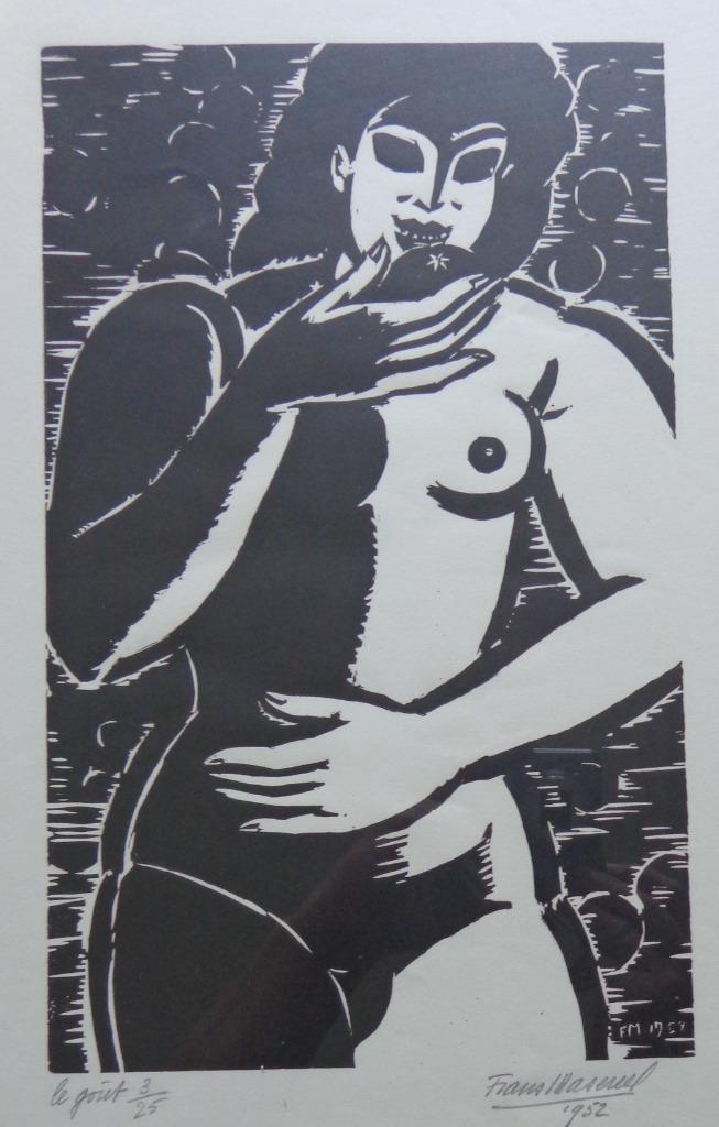 FRANS MASEREEL / LE GOUT / HOUTSNEDE / 48x34cm / KADER / SIG, Antiek en Kunst, Kunst | Litho's en Zeefdrukken, Ophalen of Verzenden