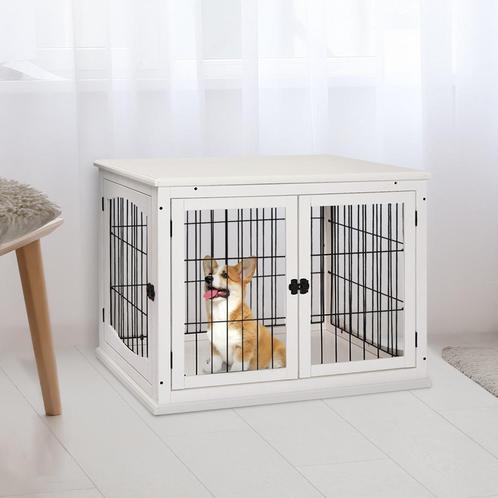 Honden Bench met 2 deuren WIT, Dieren en Toebehoren, Hondenbenches, Nieuw, Verzenden