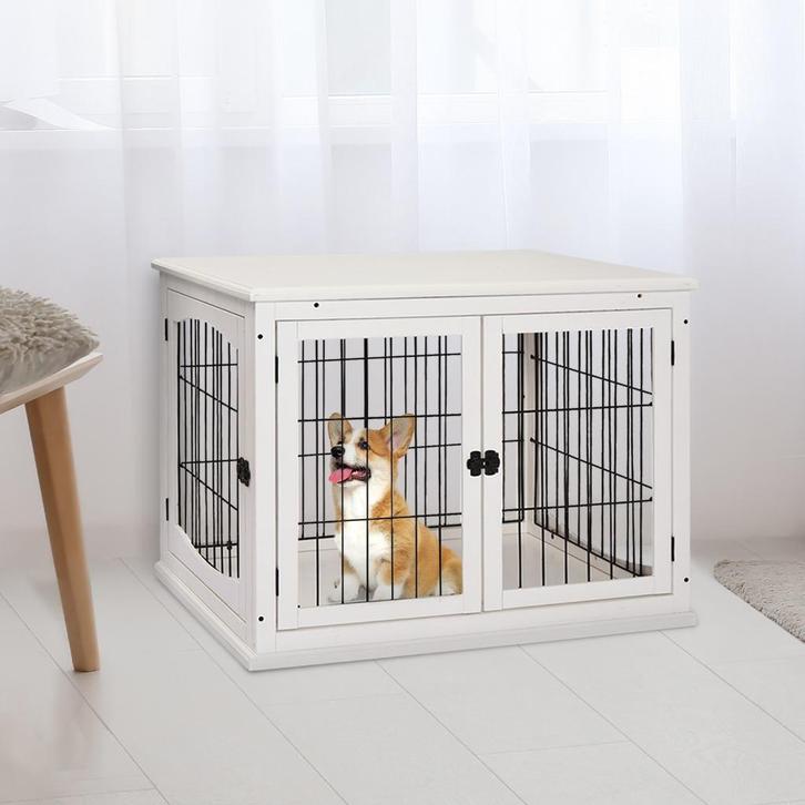 Honden Bench met 2 deuren WIT, Animaux & Accessoires, Caisses pour chiens, Neuf, Envoi