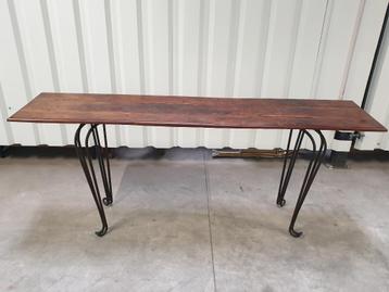 Table murale rustique ancienne en fer forgé en bois d'acacia, Enlèvement