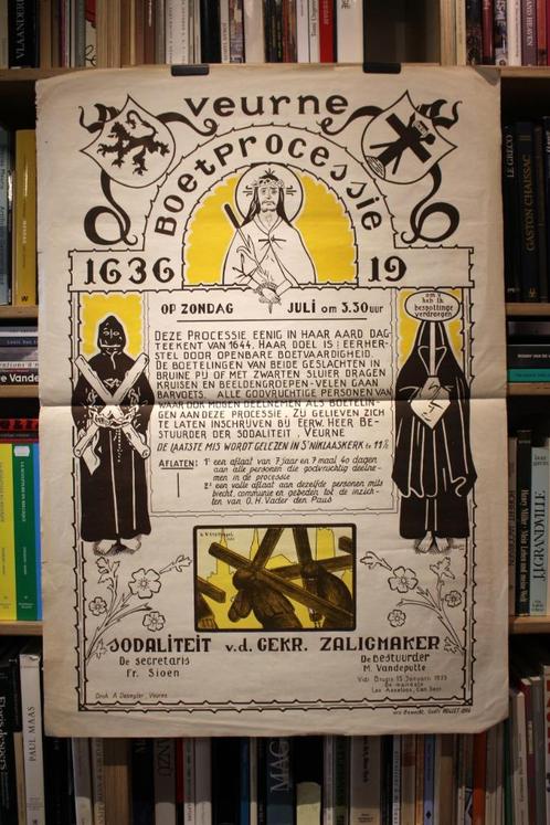 Boetprocessie -  Boeteprocessie, Veurne 1947 Litho affiche, Verzamelen, Posters, Ophalen