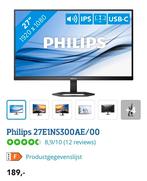 Monitor 27 inch Philips - nog in garantie, Computers en Software, Ophalen, Zo goed als nieuw