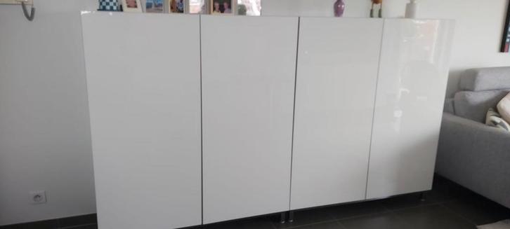 IKEA kast in hoogglans wit – 2 modules, Huis en Inrichting, Kasten | Dressoirs, Gebruikt, 200 cm of meer, 25 tot 50 cm, Met deur(en)