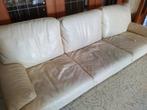 Wit lederen 3-zit sofa, 250 tot 300 cm, Rechte bank, Gebruikt, Leer