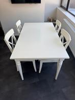 Eettafel wit met 6 stoelen, Huis en Inrichting, Tafels | Eettafels, Ophalen, Gebruikt, 100 tot 150 cm, 50 tot 100 cm