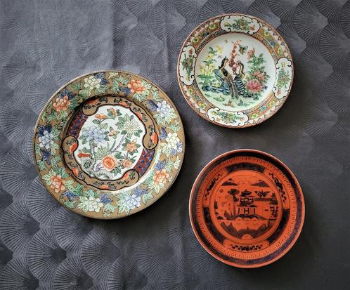 3 assiettes anciennes de chine, Antiquités & Art, Antiquités | Assiettes décoratives & Carrelages, Enlèvement ou Envoi