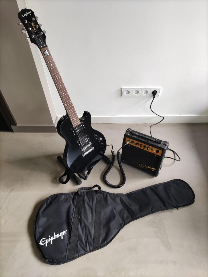 electrische gitaar met versterker, Muziek en Instrumenten, Snaarinstrumenten | Gitaren | Elektrisch, Gebruikt, Solid body, Epiphone