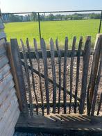 Kanstanje hout 15m  omheining met poortje en oalen, Tuin en Terras, Ophalen, Zo goed als nieuw, Hout