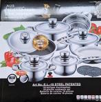 Batterie de marmites inox, Neuf, Inox, Enlèvement ou Envoi, Plaque céramique