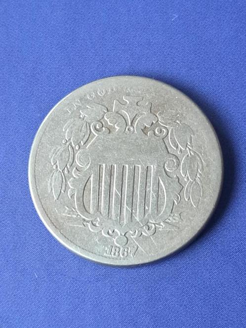 1867 USA 5 cents, Postzegels en Munten, Munten | Amerika, Losse munt, Noord-Amerika, Verzenden