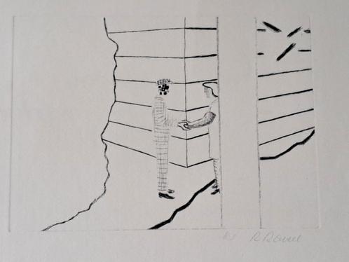Roger Raveel - ontmoeting - ets - 1981 - mooie kader, Antiek en Kunst, Kunst | Etsen en Gravures, Ophalen