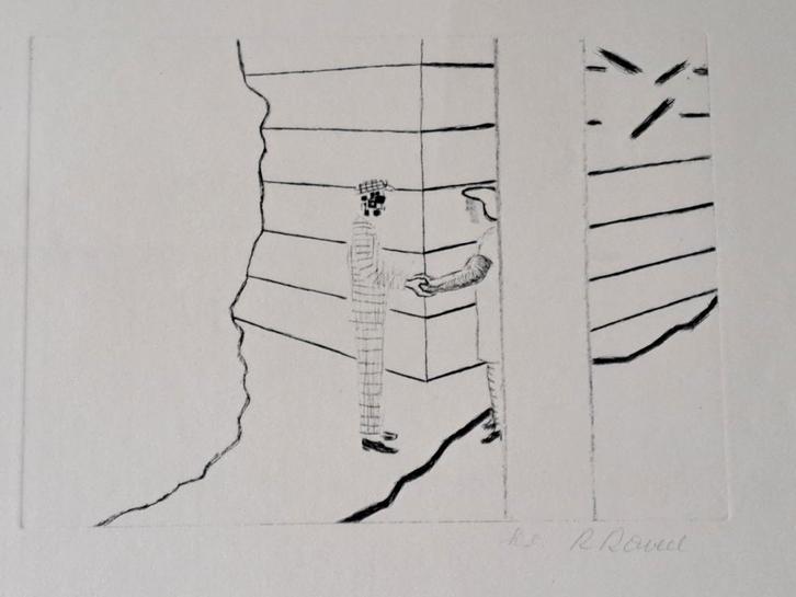 Roger Raveel - ontmoeting - ets - 1981 - mooie kader, Antiek en Kunst, Kunst | Etsen en Gravures, Ophalen