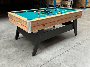 Pooltafel 6,5ft houtskleur met groen laken beschikbaar voor biedingen