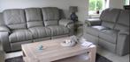 Lederen salon kleur taupe (merk Chateau D'ax), Huis en Inrichting, Zetels | Zetels, Ophalen, Gebruikt, 100 tot 125 cm, Leer