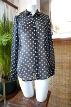 vintage dressing hart licht transparant zwart wit blouse, Maat 38/40 (M), Overige kleuren, Vintage Dressing, Ophalen of Verzenden