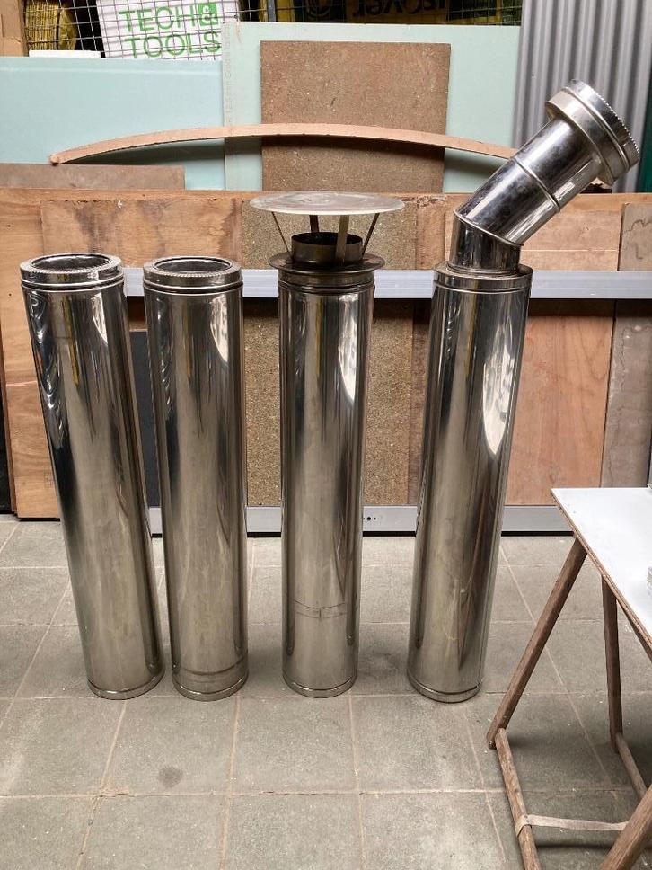 dubbelwandige inox buizen rookgaskanaal ( merk POUJOULAT ), Doe-het-zelf en Bouw, Ventilatie en Afzuiging, Zo goed als nieuw, Ophalen