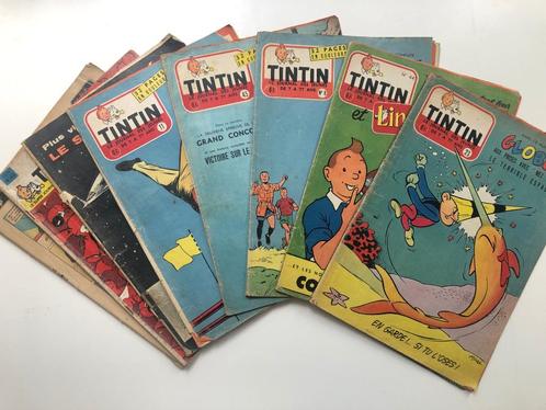 Petit lot de Tintin anciens dans leur jus - année 1956 et +, Boeken, Stripverhalen, Gelezen, Meerdere stripboeken, Ophalen