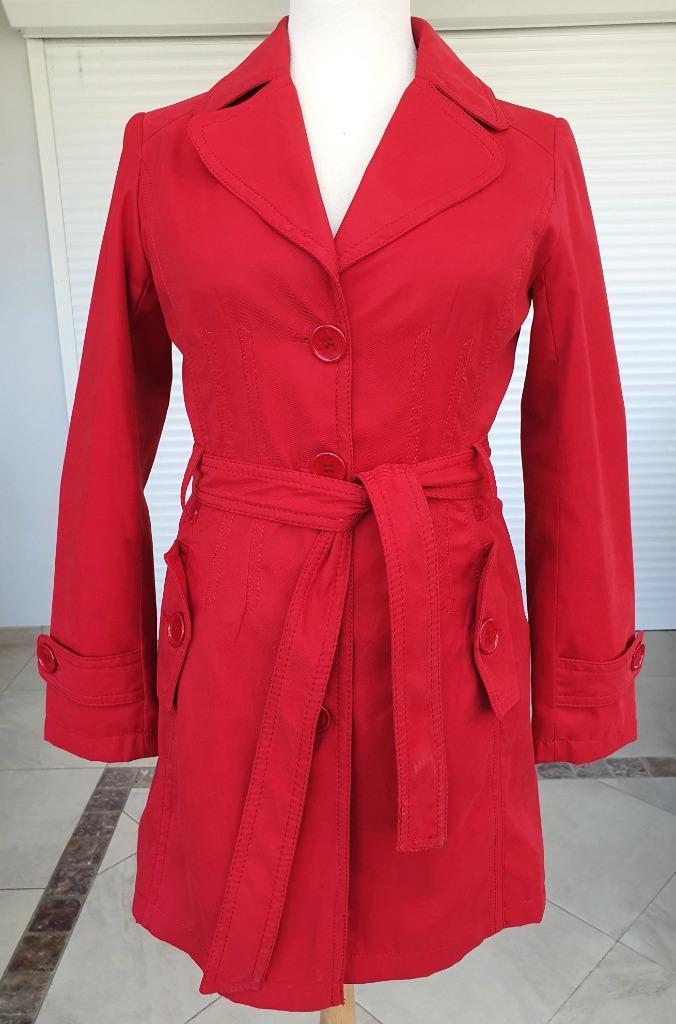 Rode mantel – maat 3 (38), Kleding | Dames, Jassen | Zomer, Zo goed als nieuw, Maat 38/40 (M), Rood, Ophalen of Verzenden