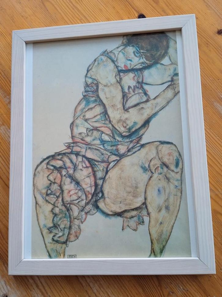 Egon Schiele Schilderij ( 1914 ) Ingelijst, Antiek en Kunst, Kunst | Tekeningen en Fotografie, Ophalen