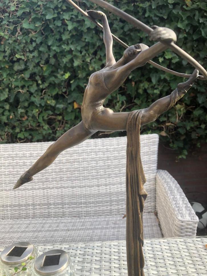 pracht v bronzen art turnster danseres vrouw sculptuur, Antiek en Kunst, Kunst | Beelden en Houtsnijwerken, Ophalen of Verzenden
