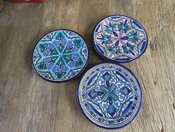 Vintage set 3 wandborden keramiek Marokko beschikbaar voor biedingen