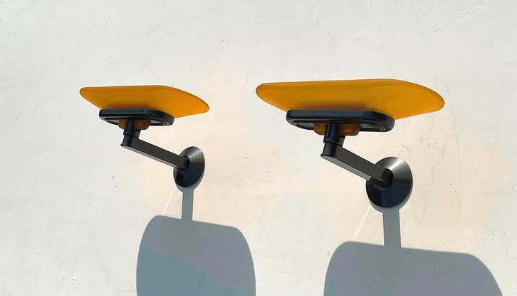 Paar van Vintage Arteluce Jill wandlampen, Huis en Inrichting, Lampen | Wandlampen, Zo goed als nieuw, Glas, Metaal, Ophalen of Verzenden