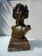 JEF LAMBEAUX ancienne buste bronze Bacchante femme souriante, Enlèvement