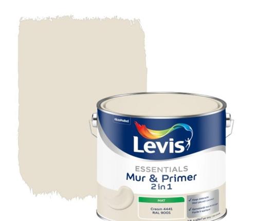 Levis Essentials 2-in-1 muurverf & primer 2,5l cream, Doe-het-zelf en Bouw, Verf, Beits en Lak, Nieuw, Verf, Minder dan 5 liter
