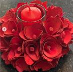 Porte-votifs de Noël pour bougies avec fleurs rouges en bois, Envoi, Neuf