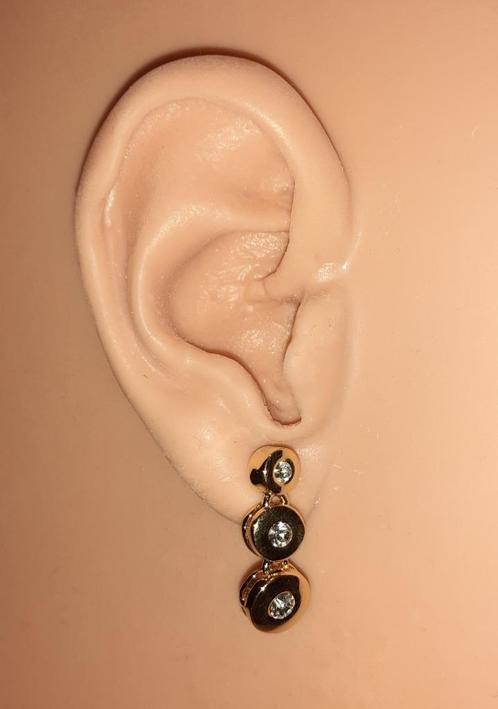oorstekers goud met witte diamantjes, Bijoux, Sacs & Beauté, Boucles d'oreilles, Neuf, Puces ou Clous, Or, Or, Avec strass, Envoi