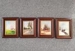 Vintage set oliedoek schilderijen 4 seizoenen, Antiek en Kunst, Ophalen