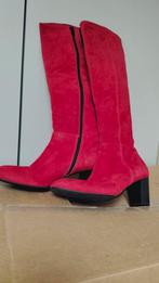Supermooie rode laarzen in zacht fluweel-aspect 38, Rouge, Enlèvement ou Envoi, Comme neuf, Bottes hautes