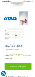 ATAG Solo i35SZ  condensatieketel, Doe-het-zelf en Bouw, Chauffageketels en Boilers, Nieuw, Ophalen of Verzenden