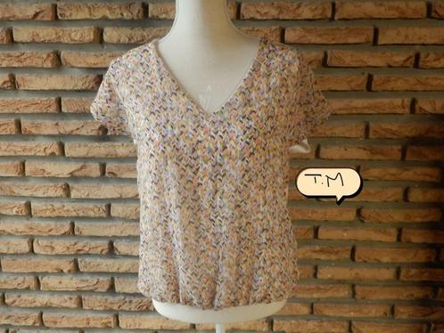 (181) - blouse femme t.M rose blanc - miss glammy -, Kleding | Dames, Blouses en Tunieken, Zo goed als nieuw, Maat 38/40 (M), Wit