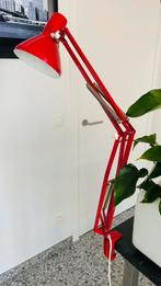 Vintage rode architectenlamp met tafelschroef max h80cm, Ophalen of Verzenden