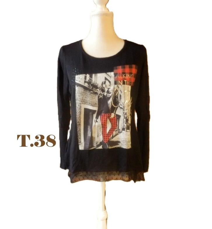 (99)- blouse femme t.38 noir - bréal -, Kleding | Dames, Blouses en Tunieken, Zo goed als nieuw, Maat 38/40 (M), Zwart, Ophalen of Verzenden