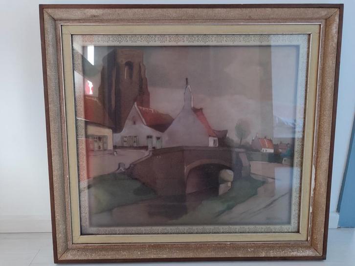Schilderij Lissewege Brugge Jean De Cock steendruk kunst, Antiek en Kunst, Kunst | Schilderijen | Klassiek, Ophalen