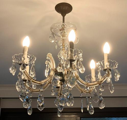 Lampe suspendue lustre en cristal antique, Maison & Meubles, Lampes | Lustres, Utilisé, Enlèvement ou Envoi