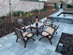 houten salon met rieten zit, Tuin en Terras, Ophalen, Hardhout, 6 zitplaatsen, Zo goed als nieuw