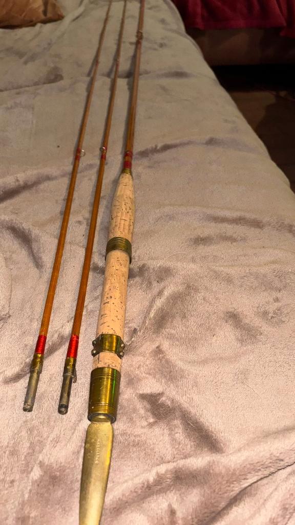 vintage split cane vliegvishengel, Watersport en Boten, Hengelsport | Algemeen, Gebruikt, Vislijn, Ophalen